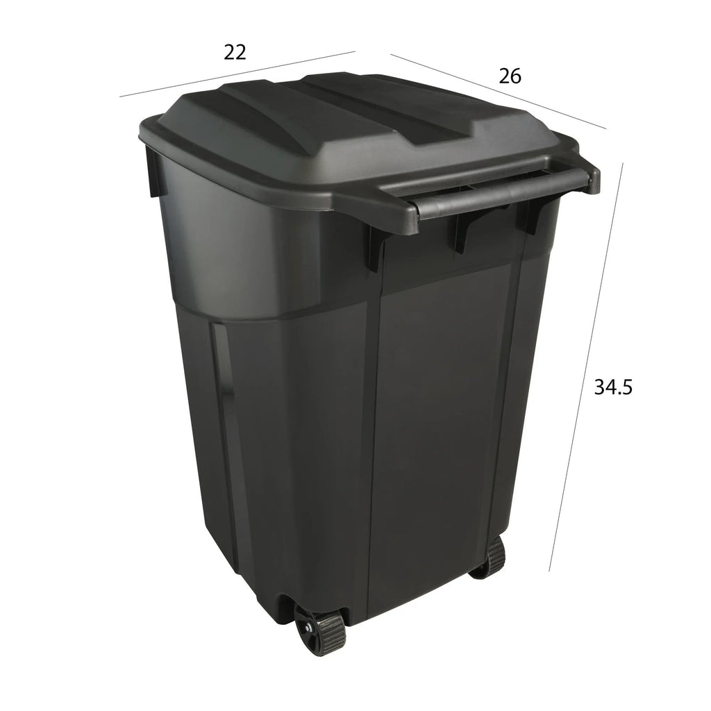 Black 45-Gallons Plastic Wheeled Trash Can with Lid E413