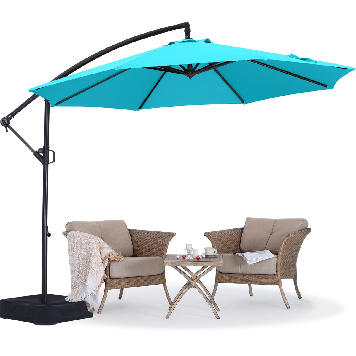 10FT Cantilever Umbrella with Base and Weights Bag H490