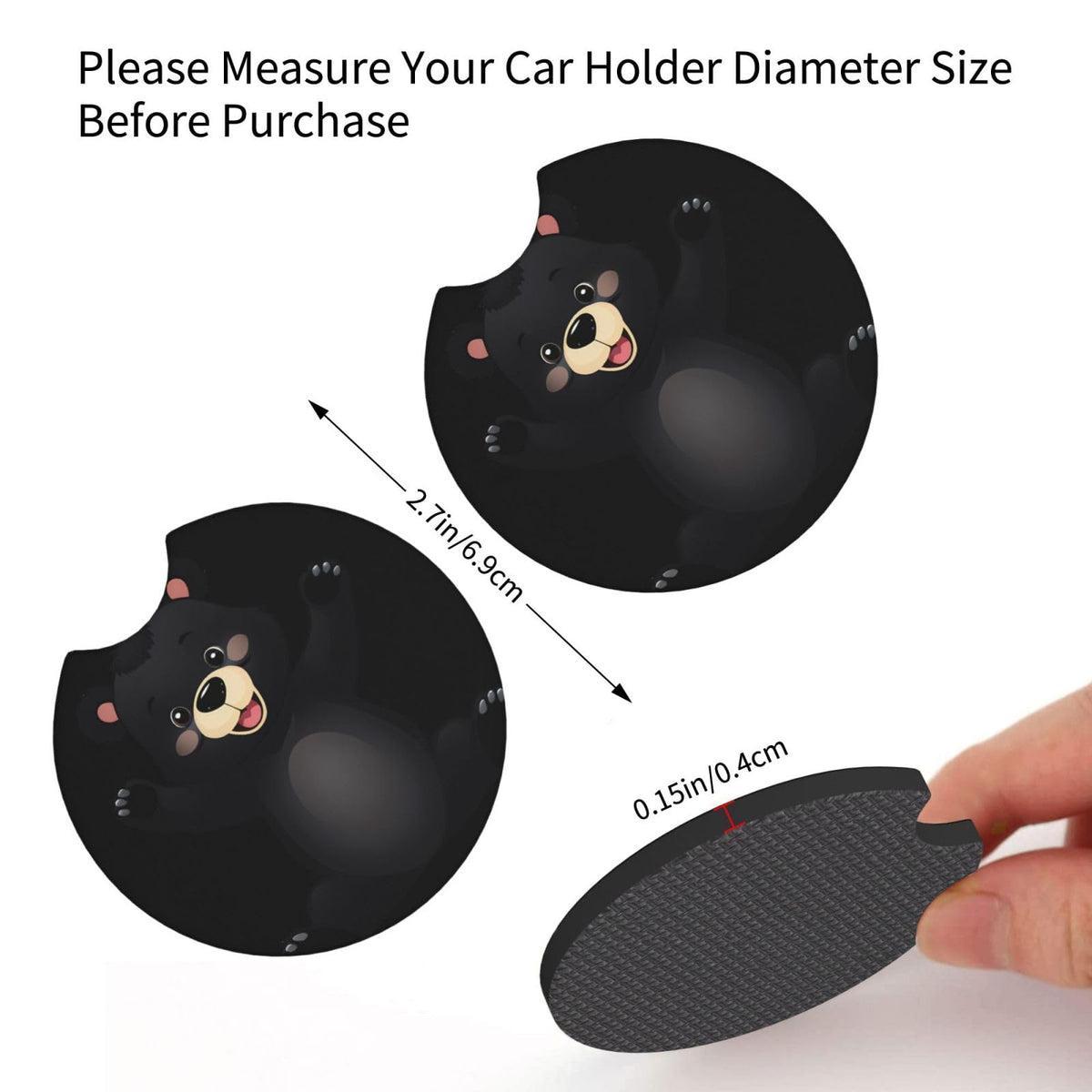 Black Bear Car Coaster Set of 2 S16314