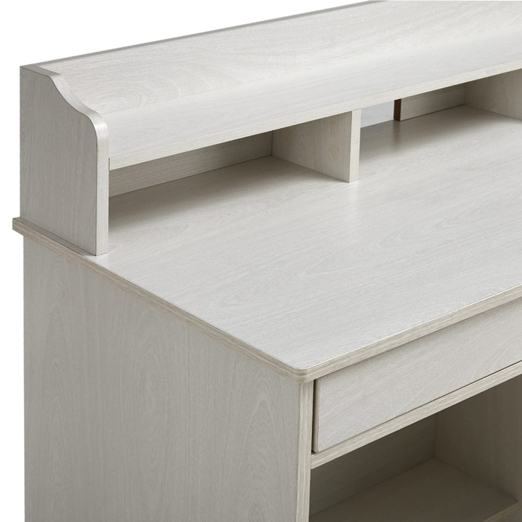 Oak White Computer Desk with 4 Drawers and Hutch Shelf Q6185