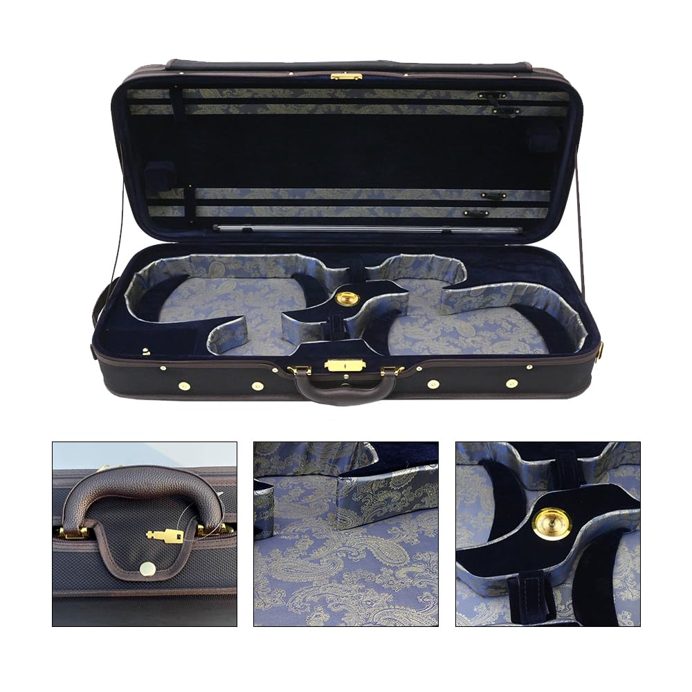 Double Violin Case Wooden Nylon Oxford Silk Interior Y212
