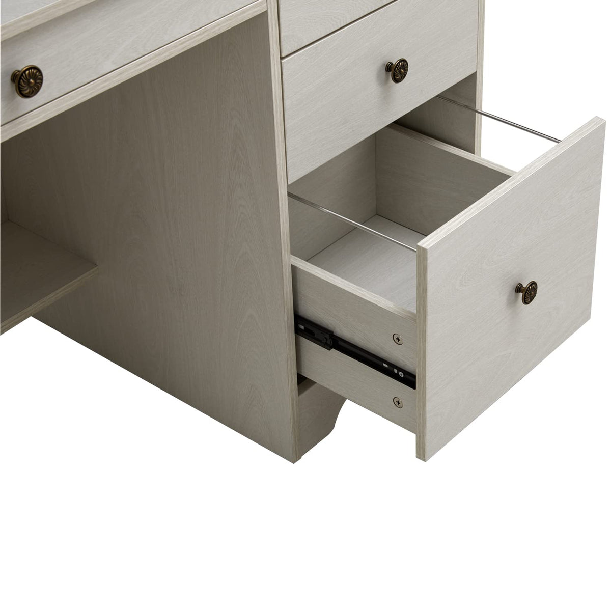 Oak White Computer Desk with 4 Drawers and Hutch Shelf Q6185
