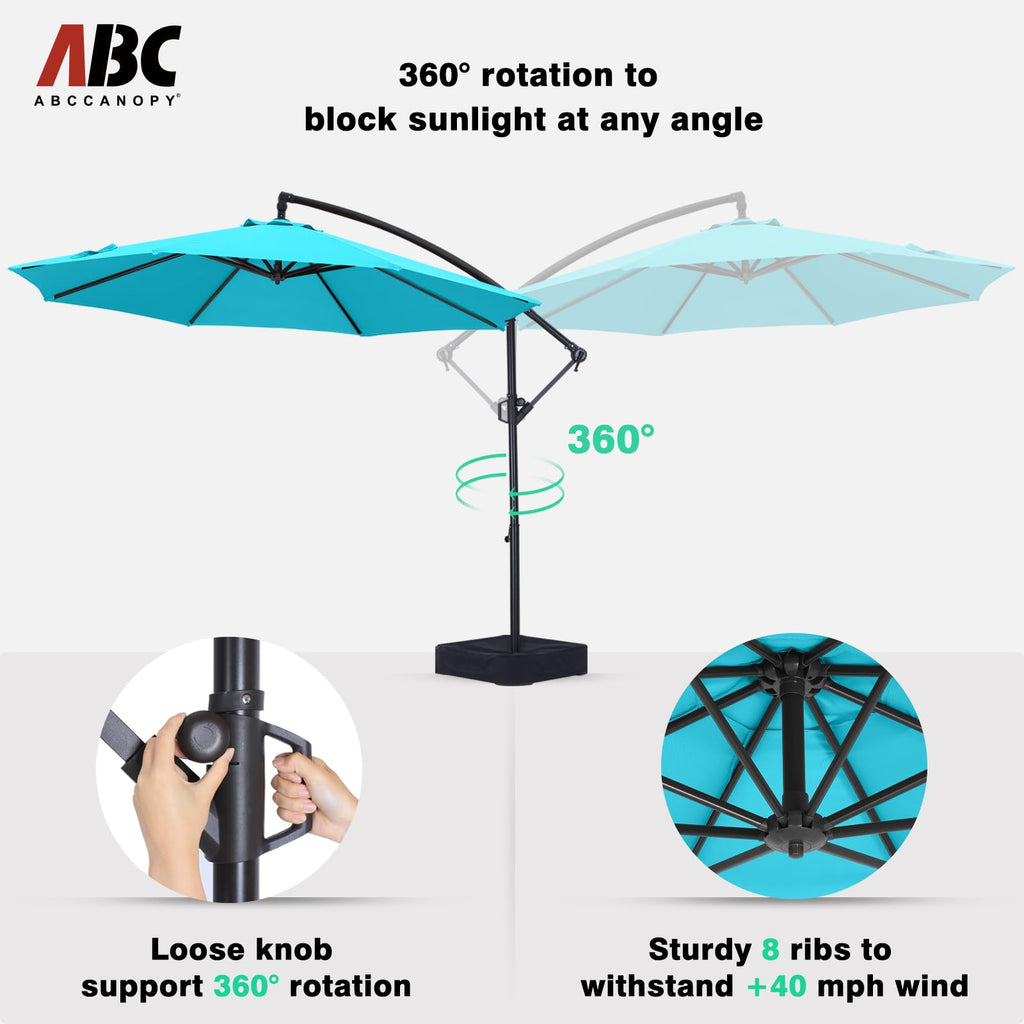 10FT Cantilever Umbrella with Base and Weights Bag H490