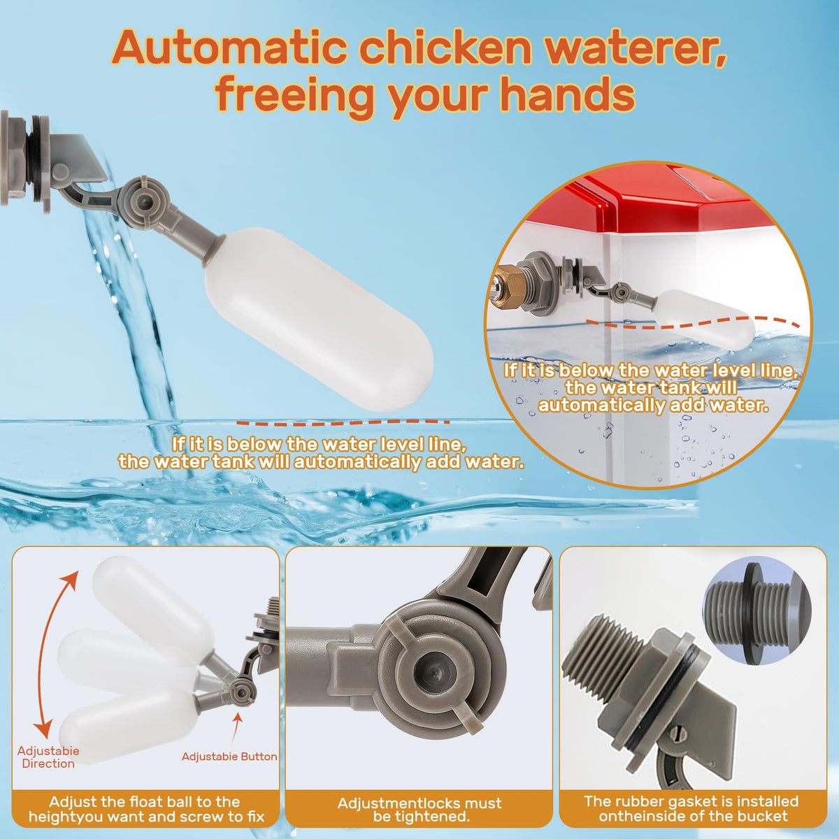 Automatic Chicken Waterer with Stainless Steel Hose A3576
