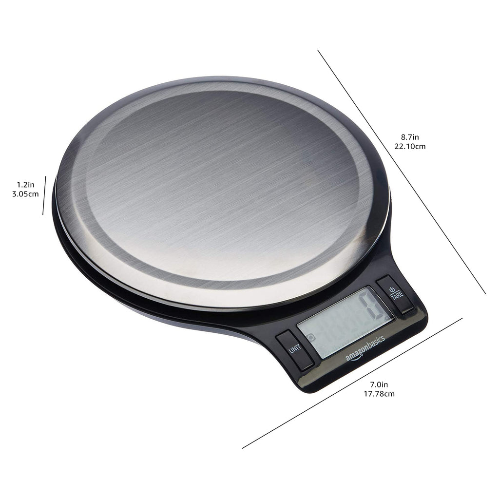 Digital Kitchen Scale with LCD Display, Black and Stainless Steel P434