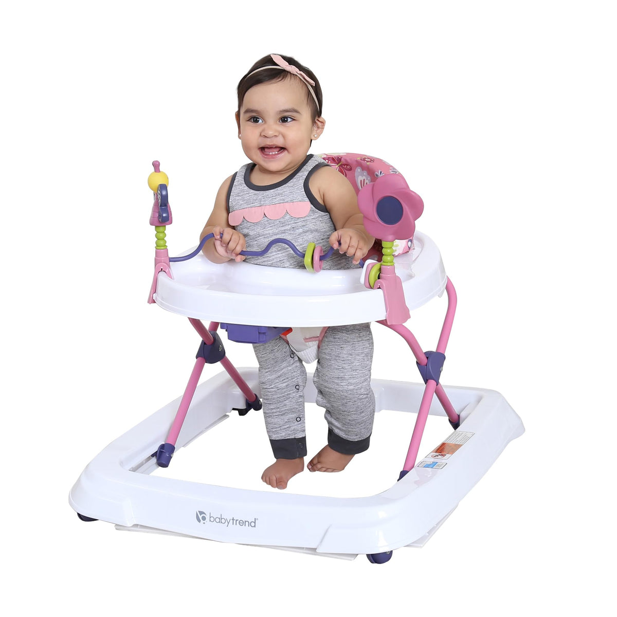 Activity Walker with Toy Bar, Front Wheels, Tray, Adjustable Height and Fold Frame Q735684