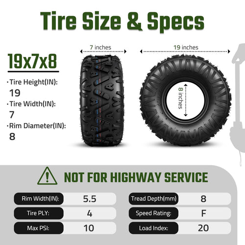 19x7-8 All Terrain Tubeless Set of 2 Tires C621714