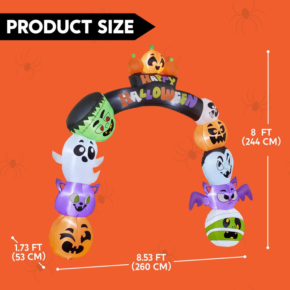 8 FT Halloween Inflatable Pumpkin Archway with LED Lights S281