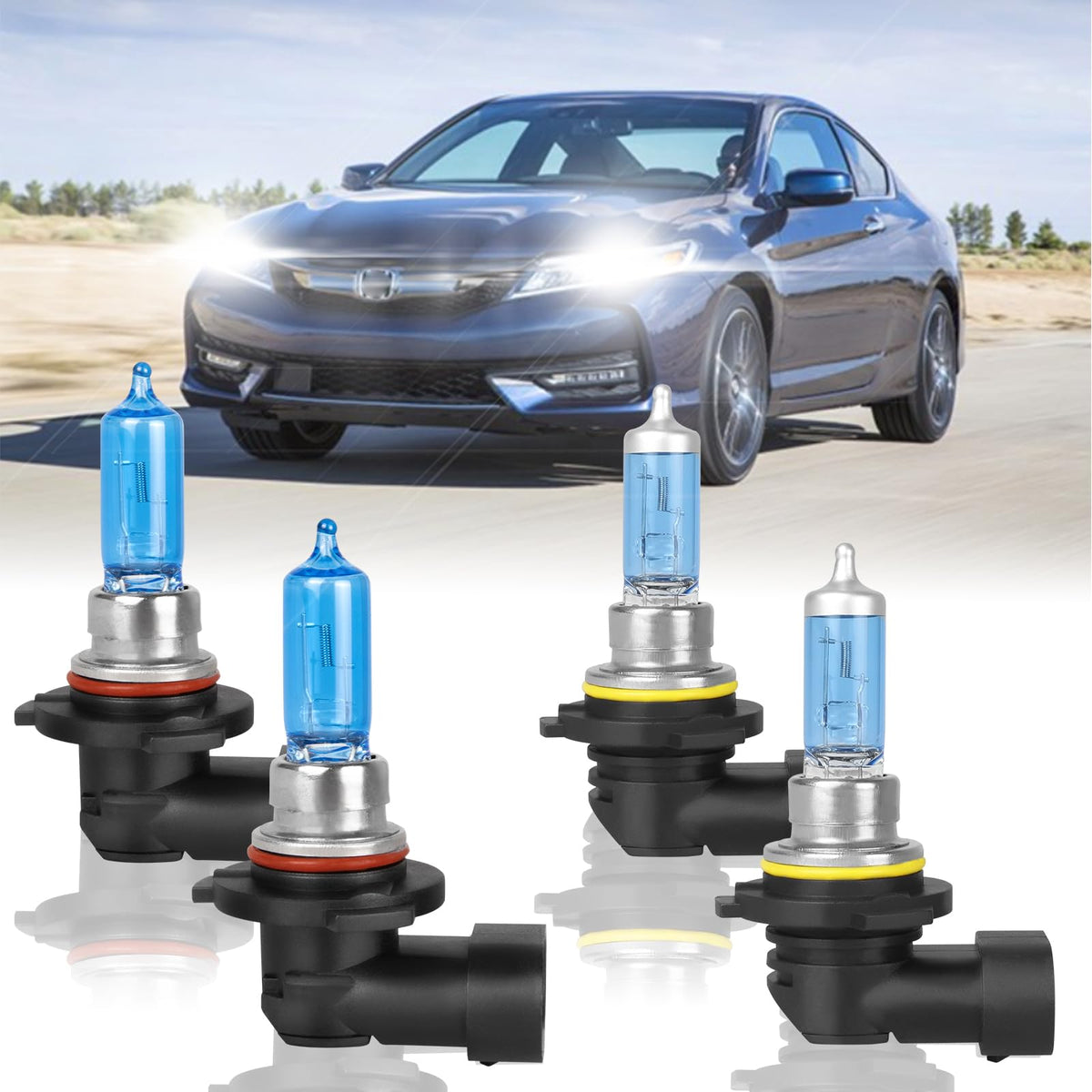 Halogen Headlight Bulbs 9005 High Beam 9006 Low Beam Pack of 4 X811