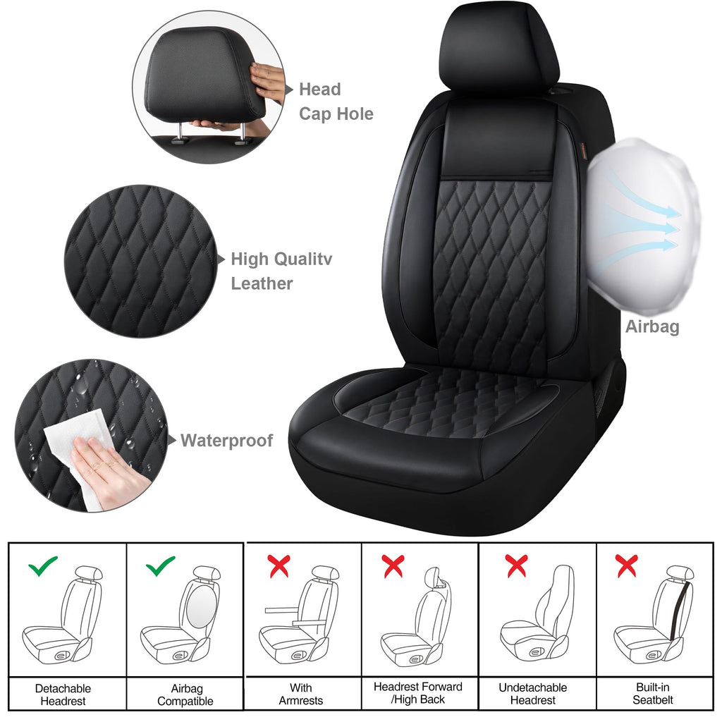 Faux Leather Car Seat Covers Full Set 5-Seat Black C49121