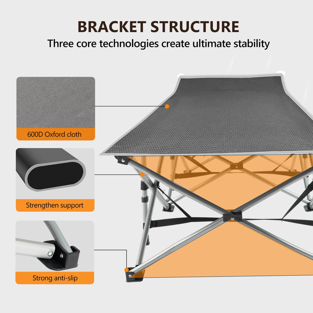 Folding Camping Cot Bed with Mattress and Pillow O74244