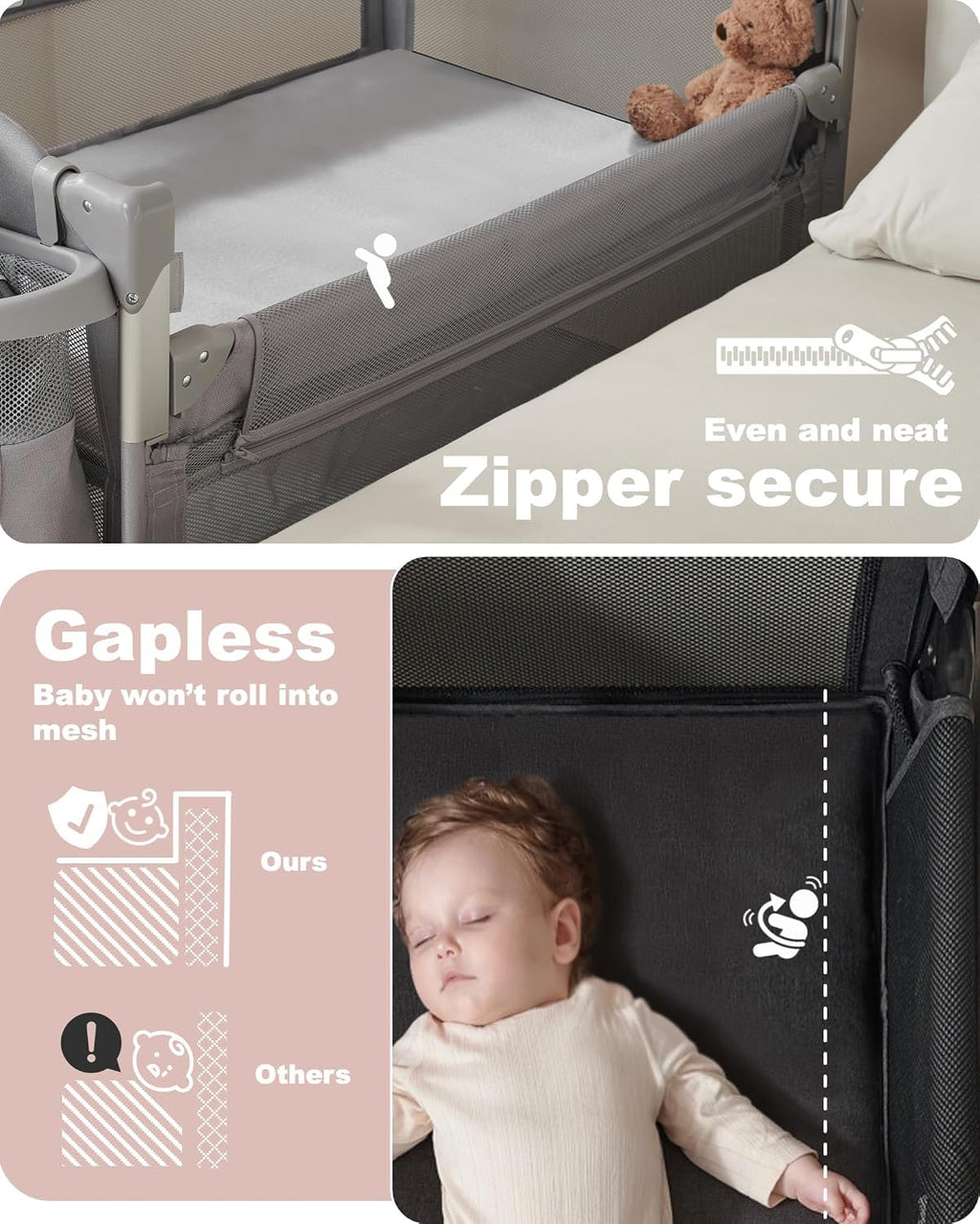 4-in-1 Baby Bassinet, Bedside Sleeper, Playard, Changing Table Q360