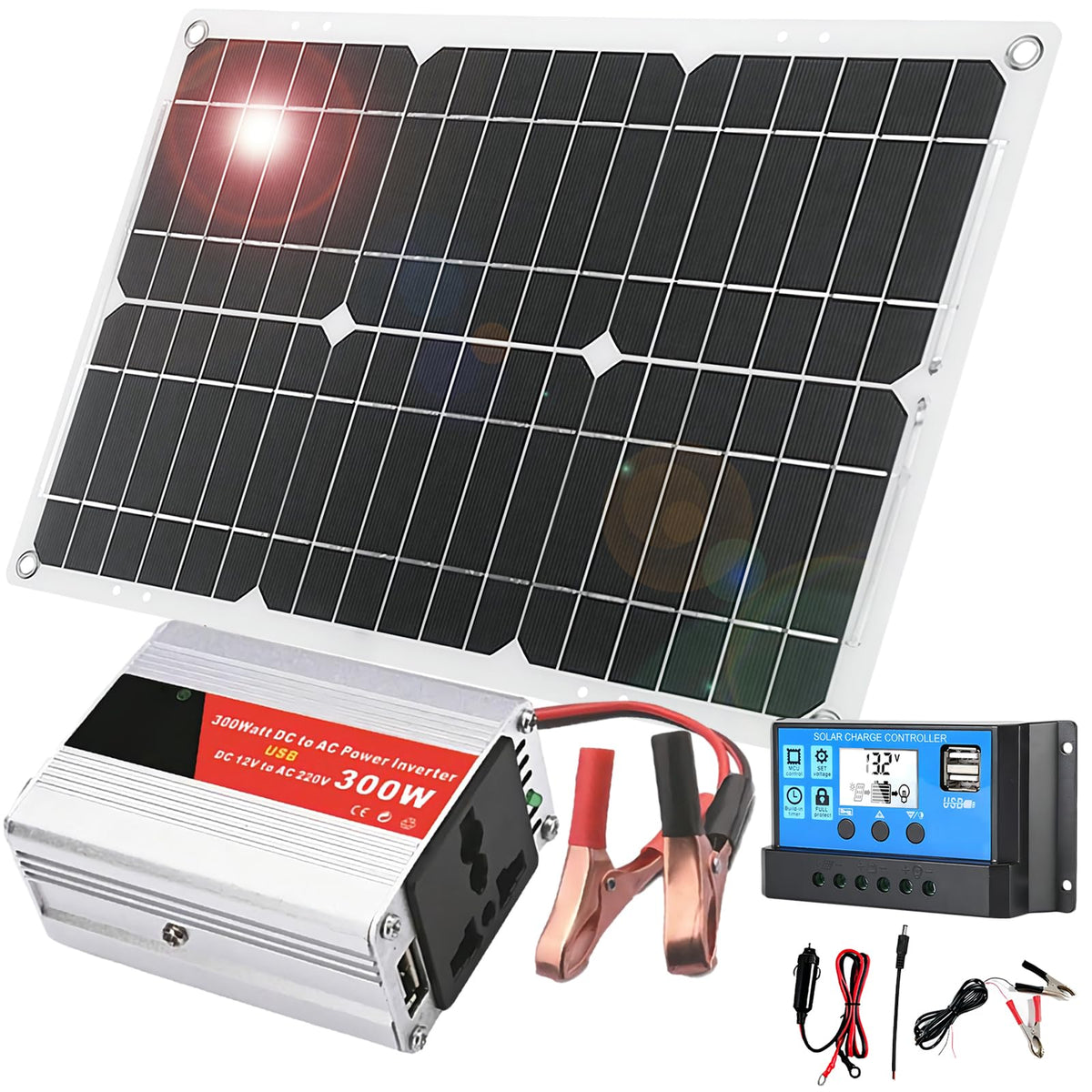 300W Off-Grid Solar Inverter Kit with 30A PWM Controller V80612