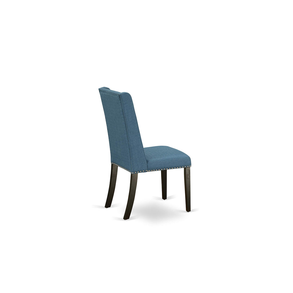 3 Piece Dining Table Set with 2 Blue Linen Fabric Chairs G34155