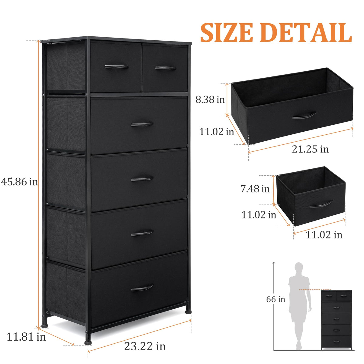 Fabric 6 Drawer Tall Dresser Y765552