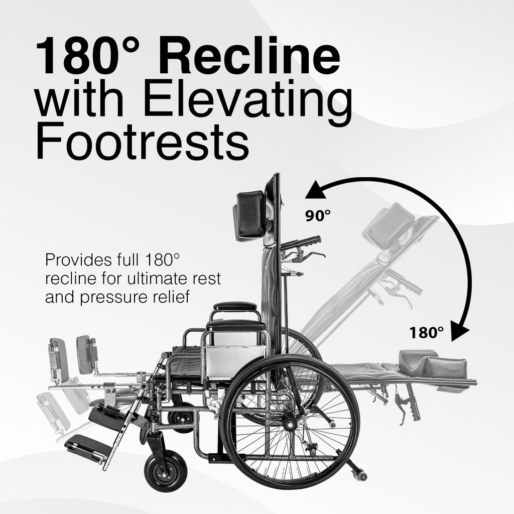 28" Wide Seat Bariatric Reclining Manual Wheelchair with Elevating Leg Rests B720706
