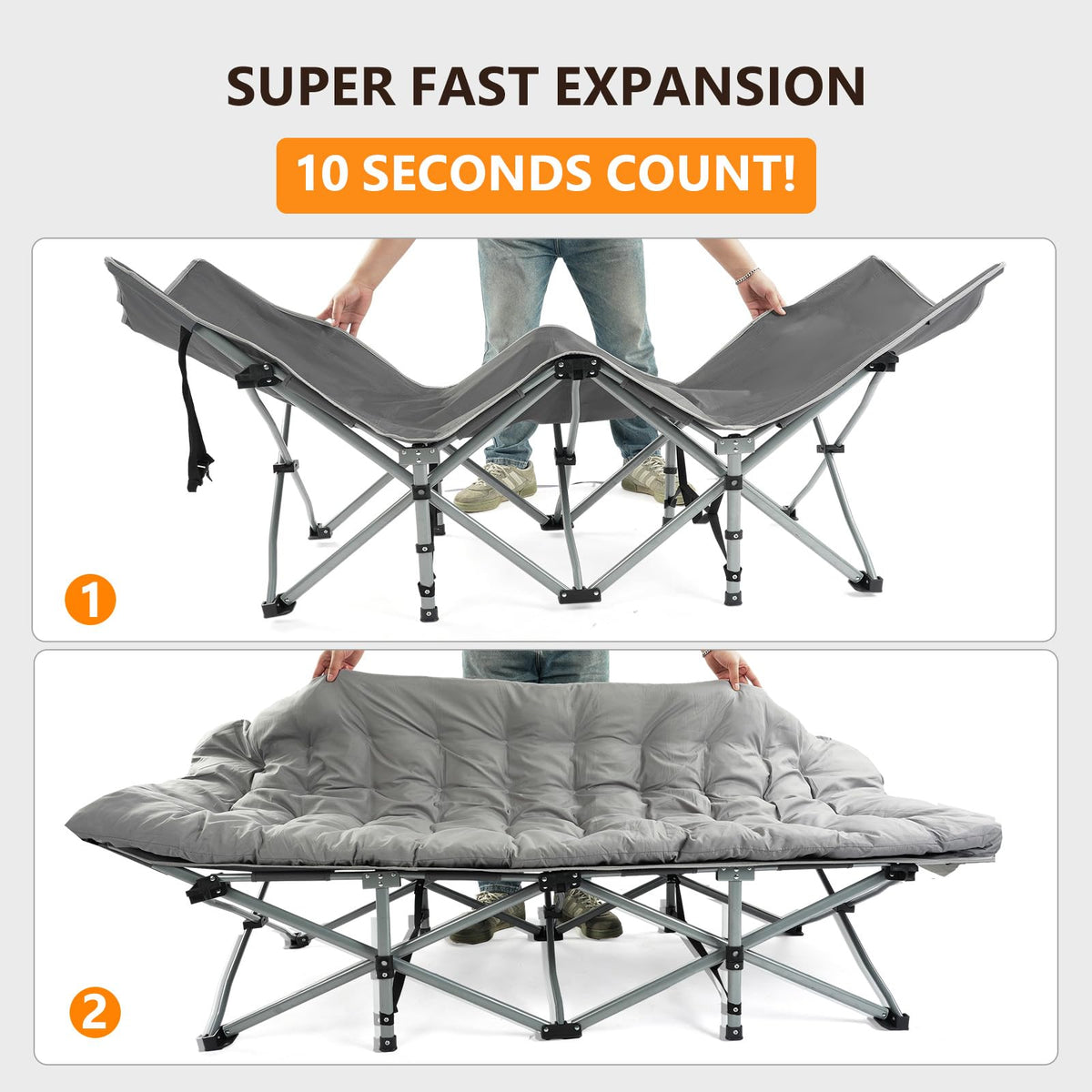 Folding Camping Cot Bed with Mattress and Pillow O74244