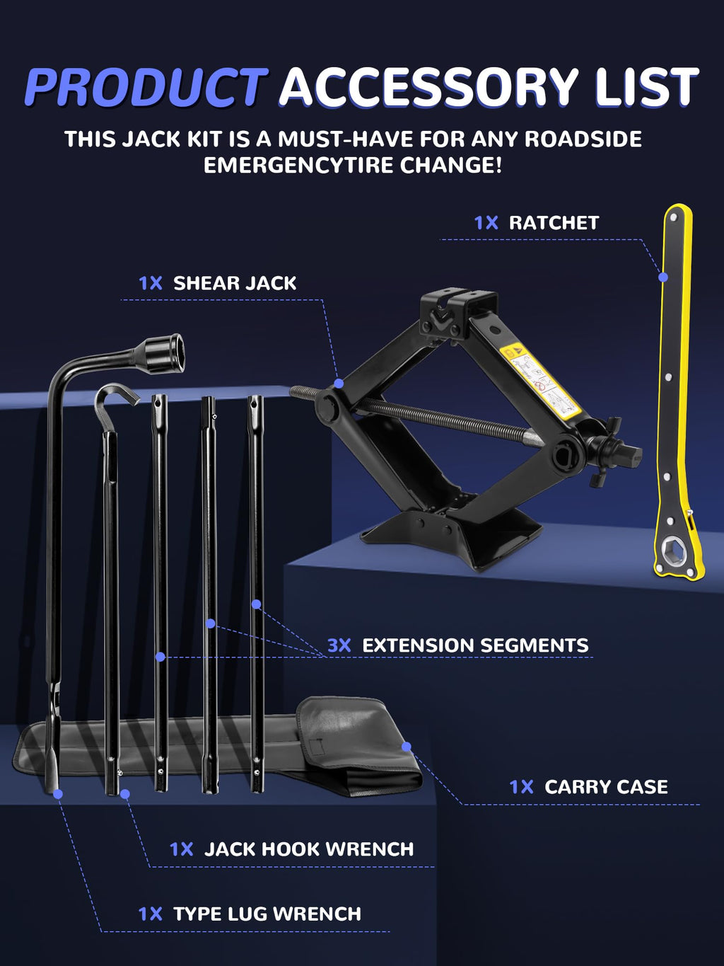 Spare Tire Jack Tool Kit with Ratchet Wrench Z68442