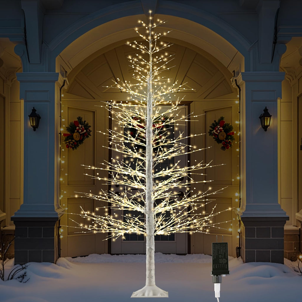 7FT Lighted Birch Tree with 1500 Warm LED Lights J482