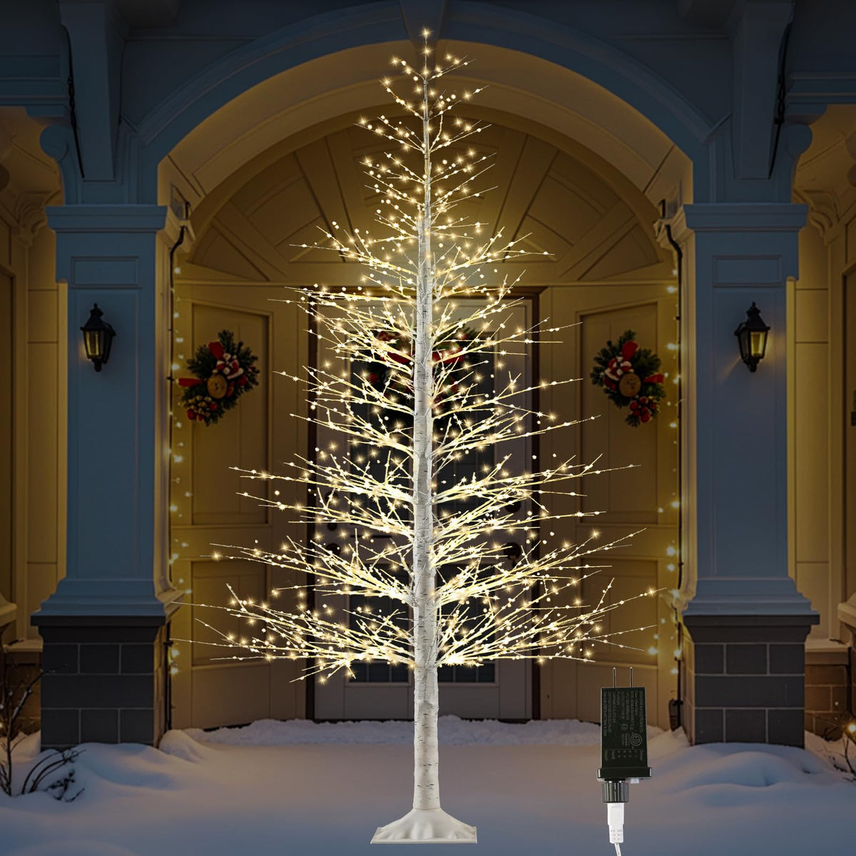 7FT Lighted Birch Tree with 1500 Warm LED Lights J482