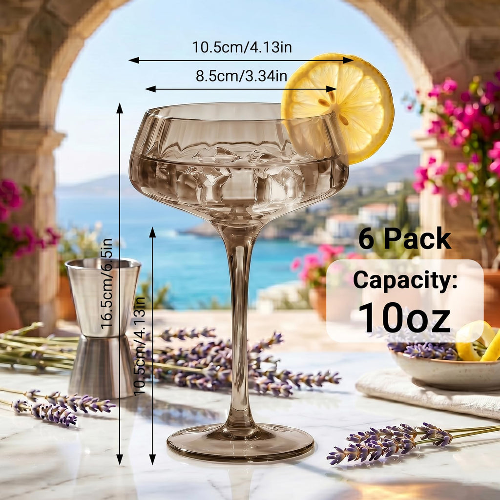 Smoke Gray Coupe Glasses Set of 6 C23559
