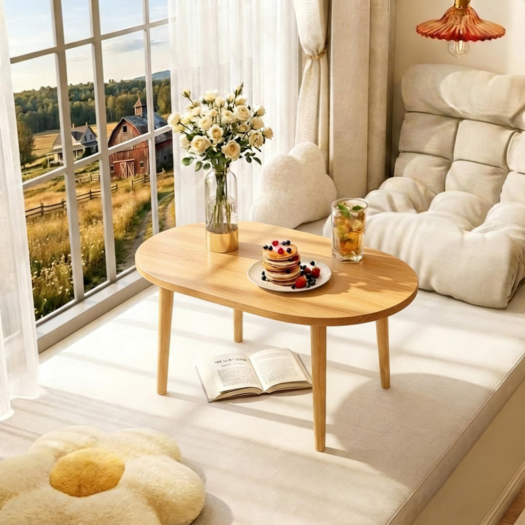 Oval Coffee Table Natural 19.7"D x 31.5"W x 16"H V101322