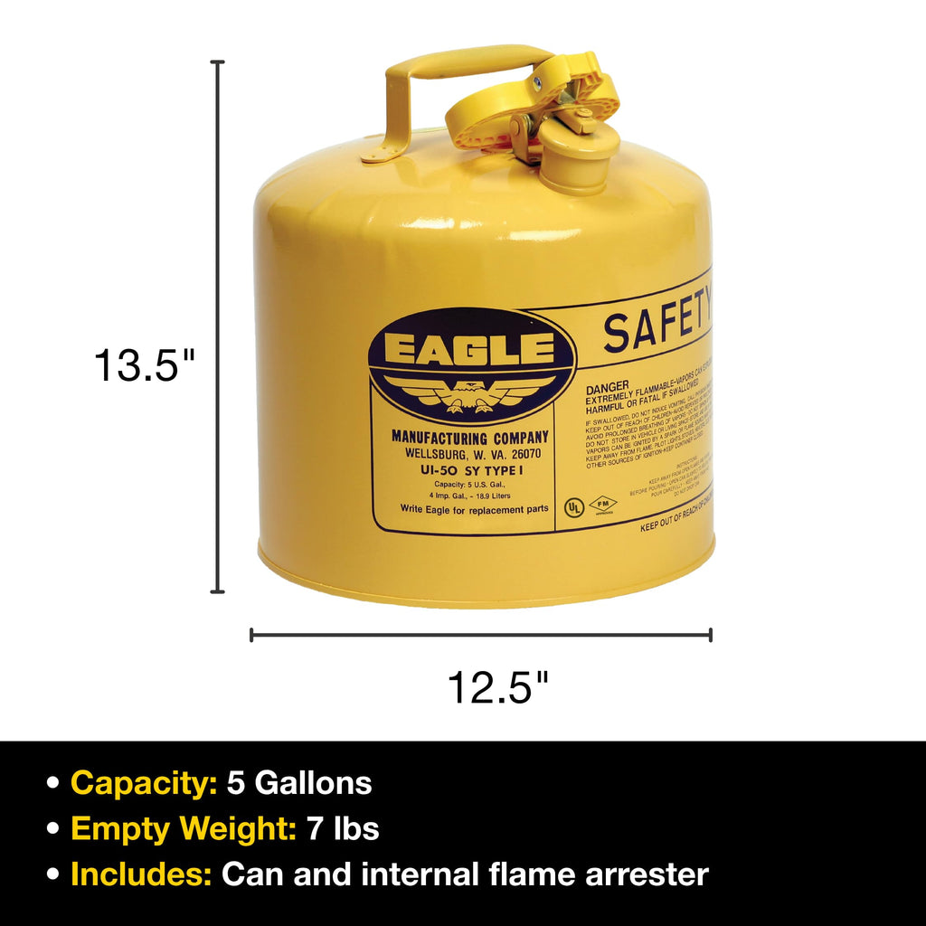 5 Gallon Yellow Safety Gas Can H223