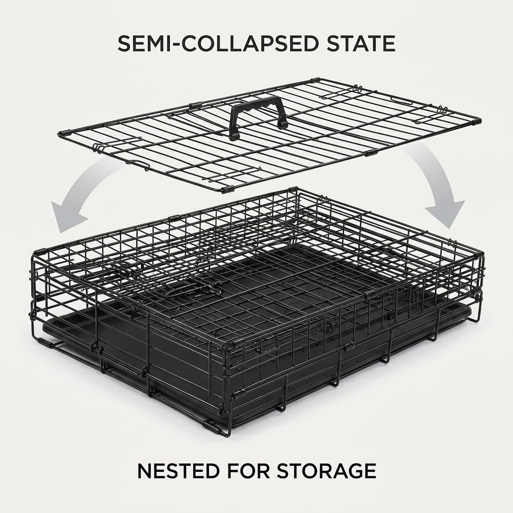 48 Inch Heavy Duty Folding Metal Wire Dog Crate with Double Doors M71049