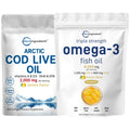 Omega 3 Fish Oil 4200mg & Cod Liver Oil 2000mg 360 Softgels Lemon Flavored F470