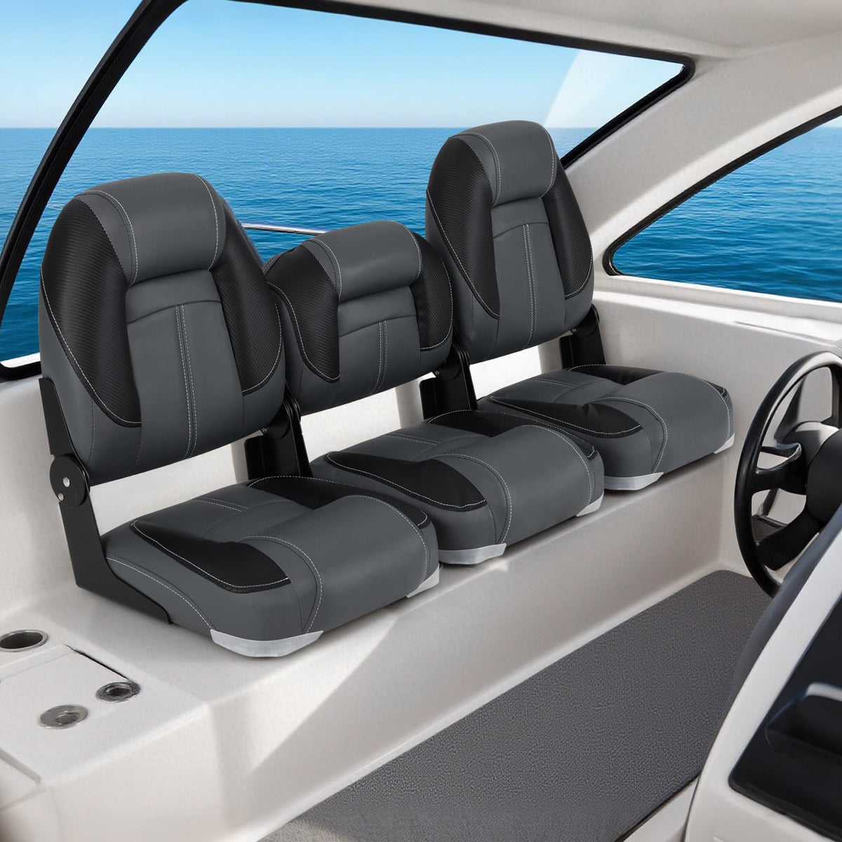 3-Pack Folding Boat Seats with 28D Sponge Padding R553