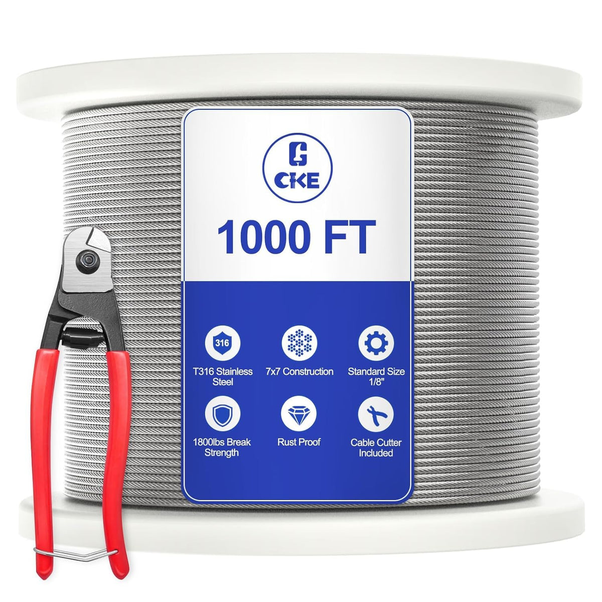 1/8" Stainless Steel Wire Rope Cable 7x7 Strands F874