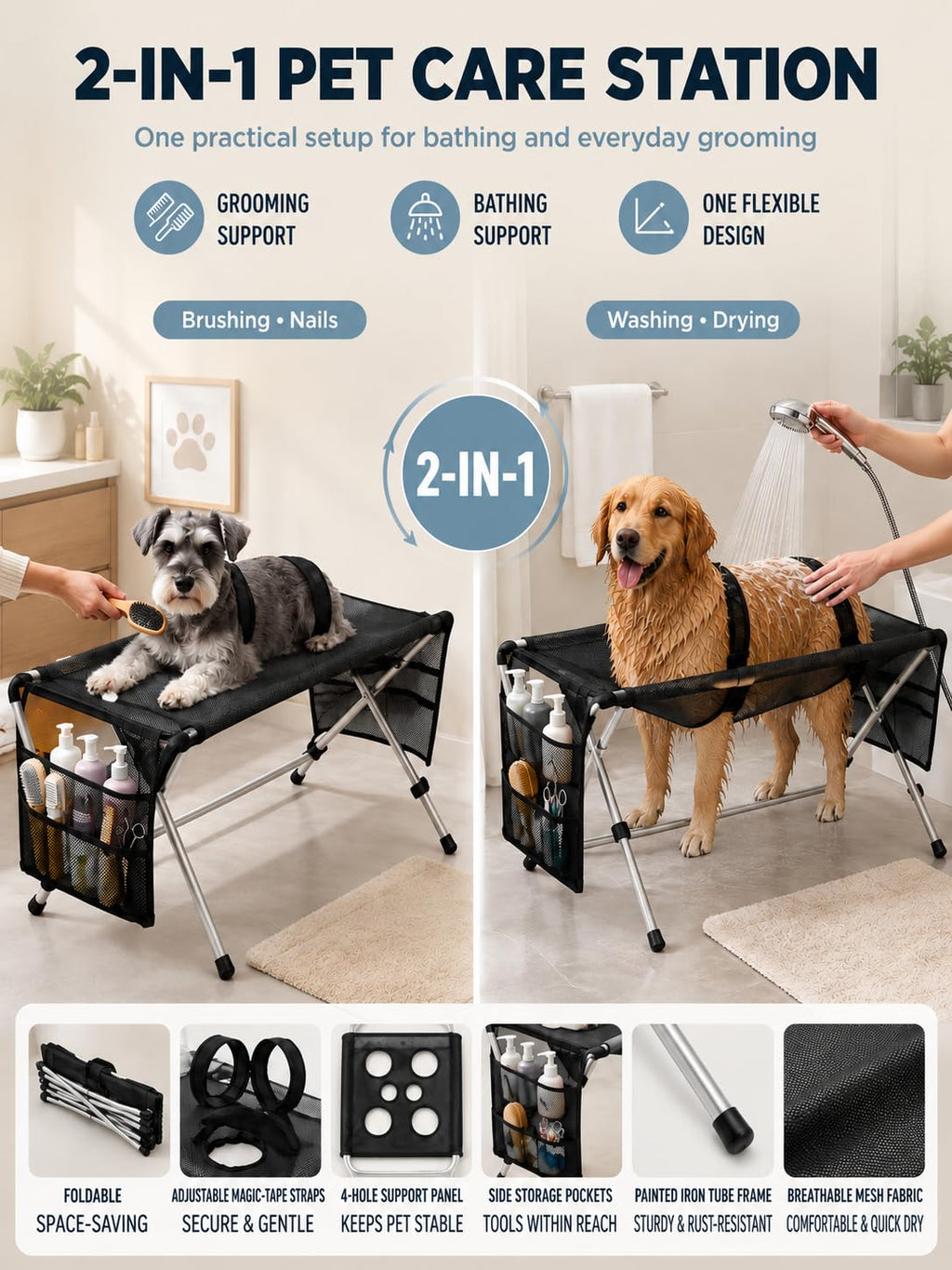 Foldable Pet Bathing Stand Hammock H8975