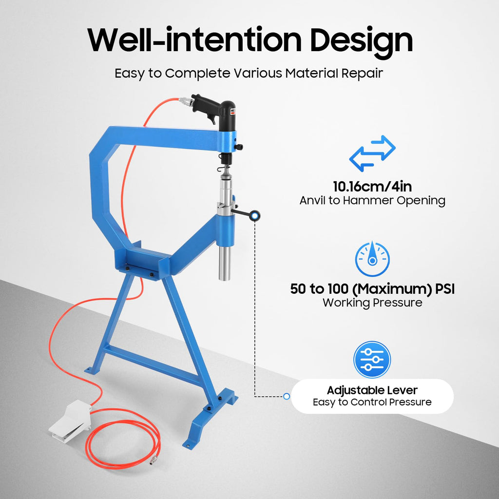 Pneumatic Planishing Hammer with 1" 2" 3" Anvils Dies and Foot Pedal P134