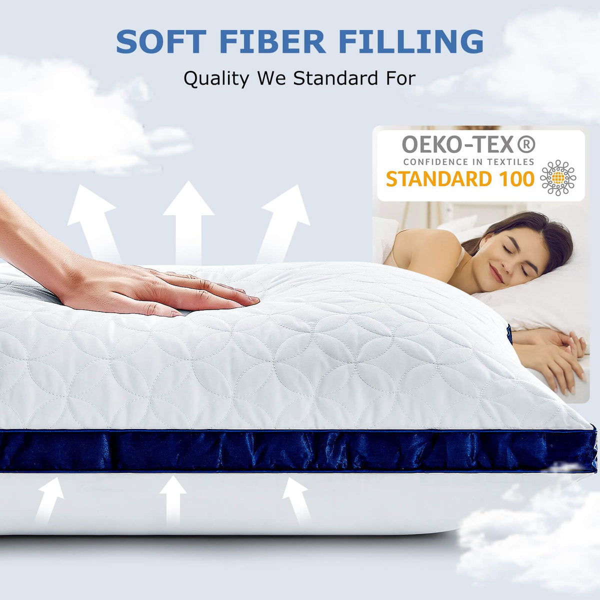 King Size Cooling Bed Pillows Set of 2 Down Alternative M98314