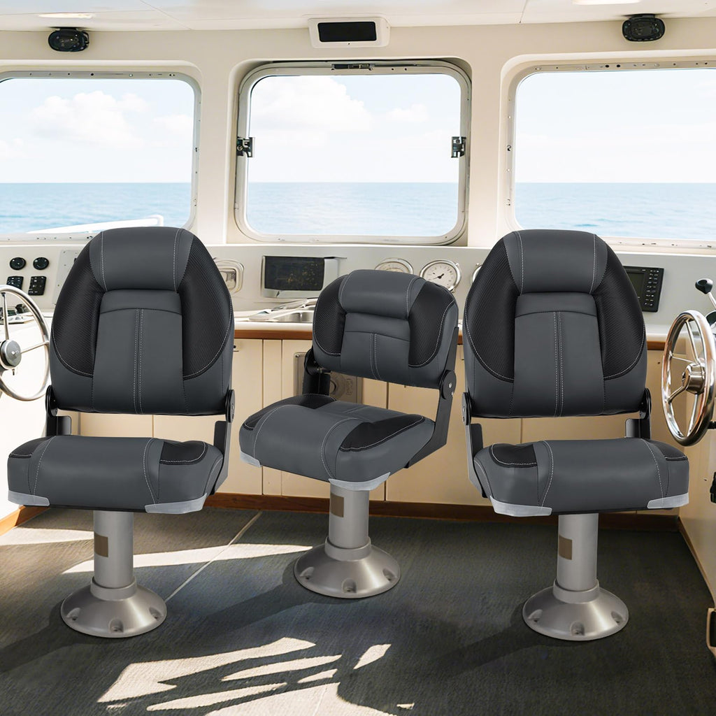 3-Pack Folding Boat Seats with 28D Sponge Padding R553