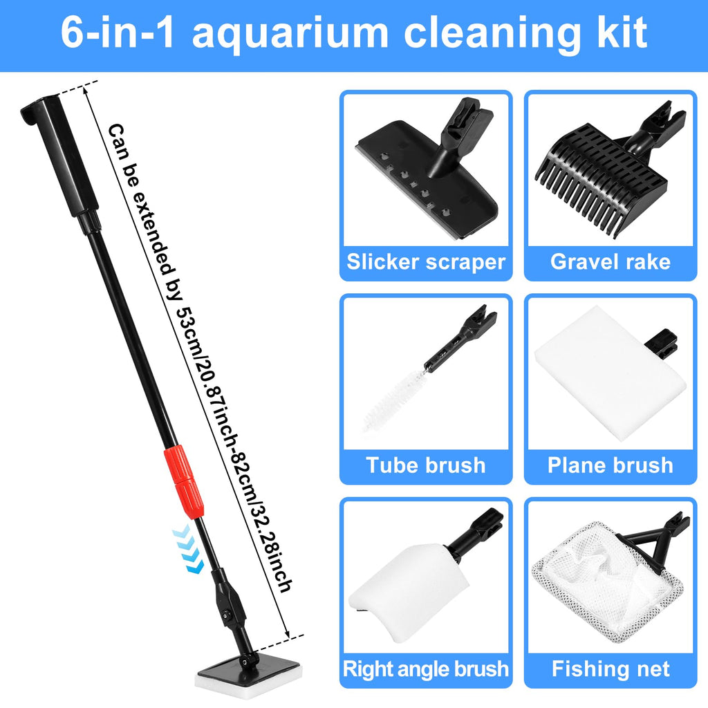 6 in 1 Aquarium Cleaning Kit with Adjustable Handle U7366