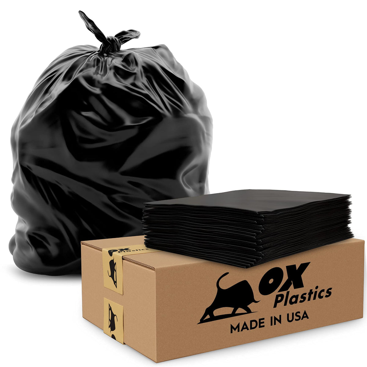 55 Gallon 2 MIL 100 Count Black Trash Bag S89407