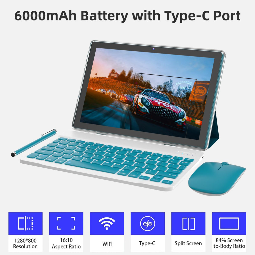 10 Inch Android Tablet with Keyboard Mouse Case Stylus O4560