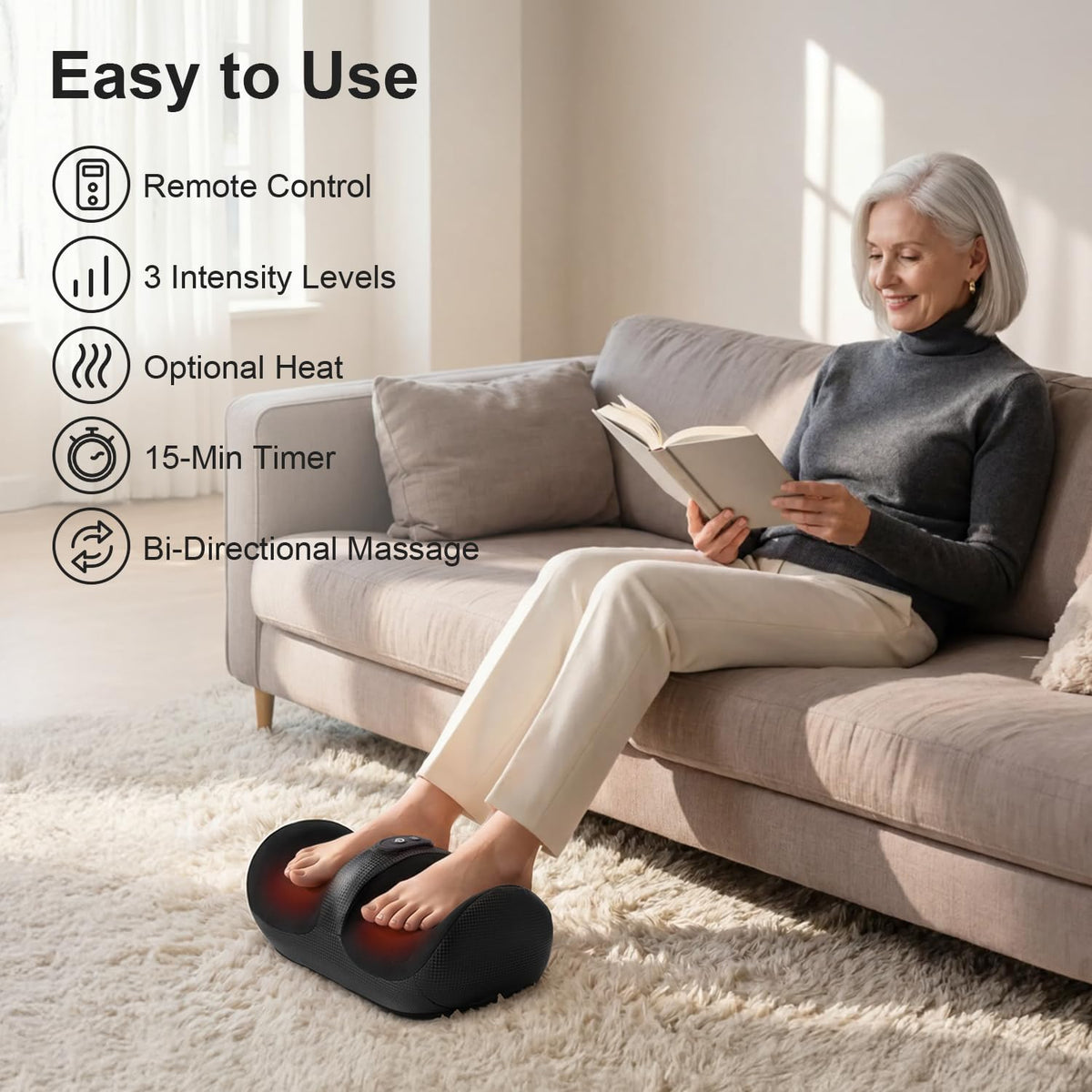 Cordless Shiatsu Foot and Calf Massager with Heat H6504