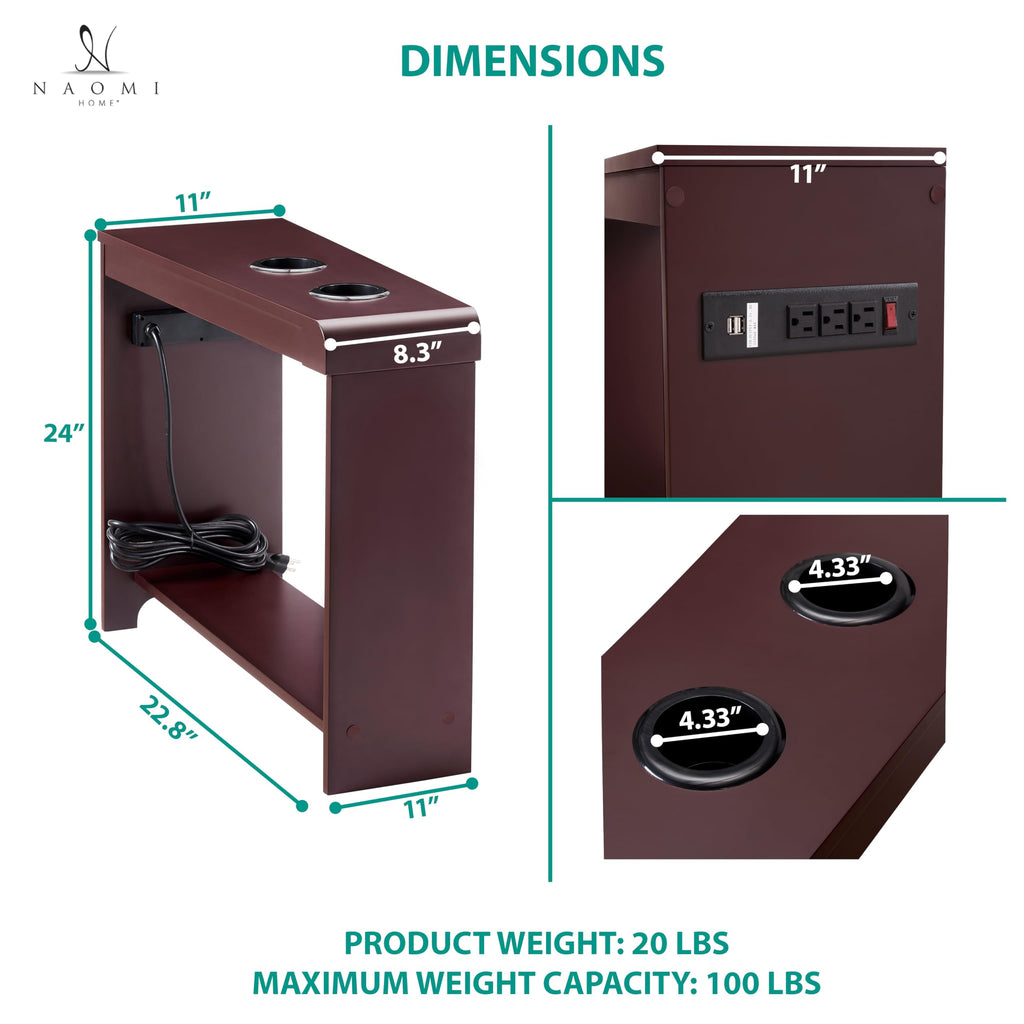 Cherry Nightstand with Charging Station V74743