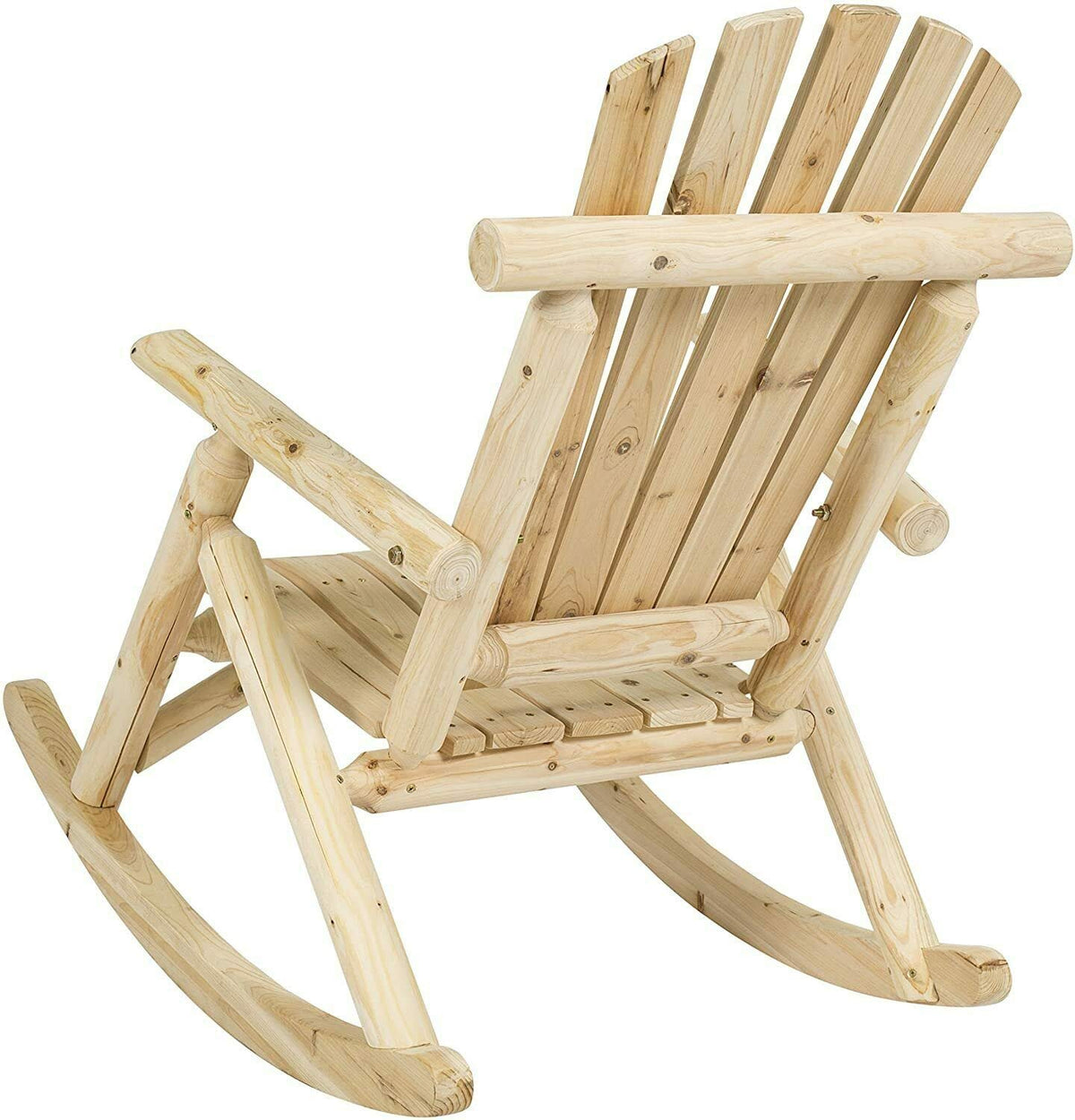 Log Pine and Fir Wood Rocking Chair with Armrest G3049