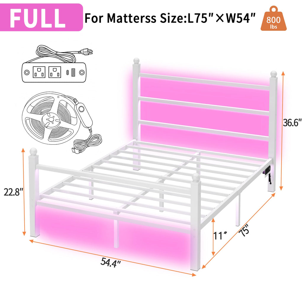 White Full Size Bed Frame with Headboard and Footboard A950