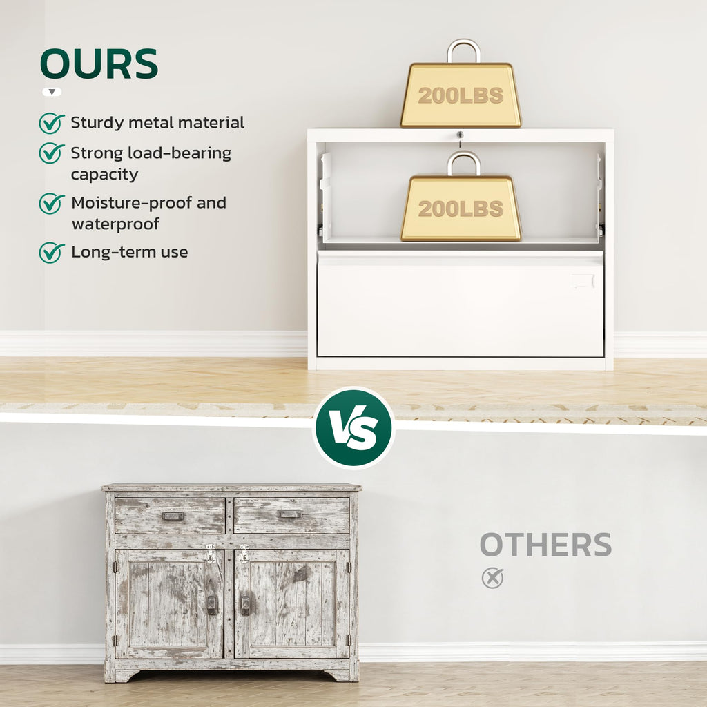 White 2 Drawer Metal File Cabinet with Lock U452472