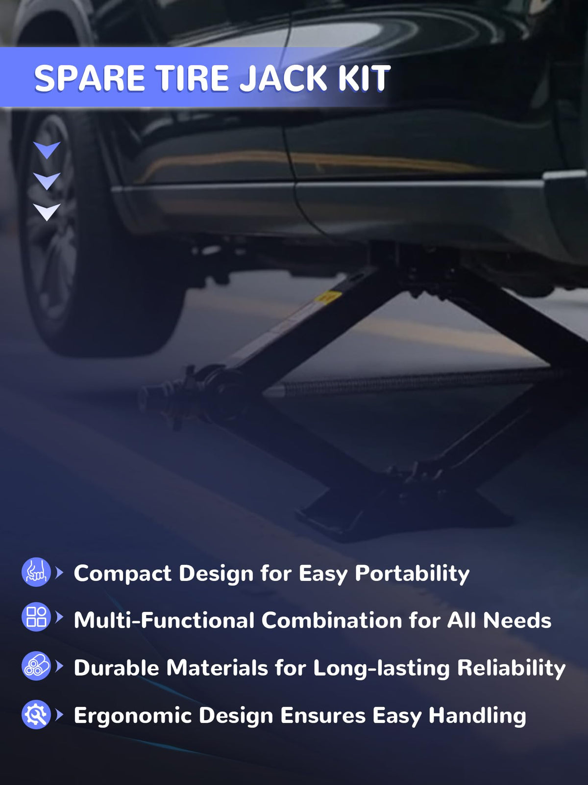 Spare Tire Jack Tool Kit with Ratchet Wrench Z68442