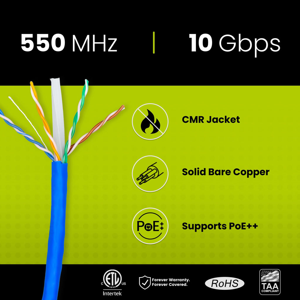 Blue 1000ft Cat6 Riser UTP Bulk Ethernet Cable I98292