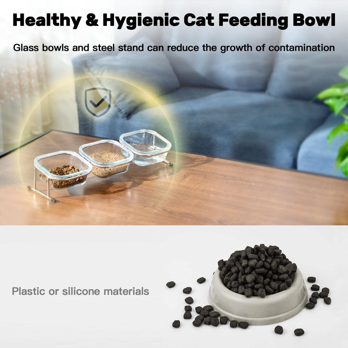 15° Tilted Glass Raised Cat Bowls N176