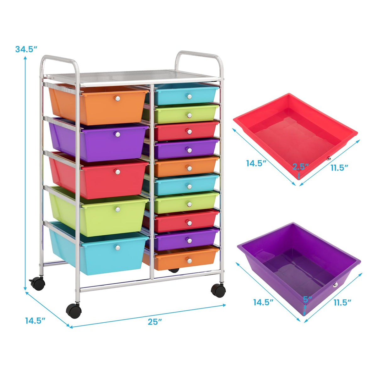 15 Drawer Rolling Storage Cart U278