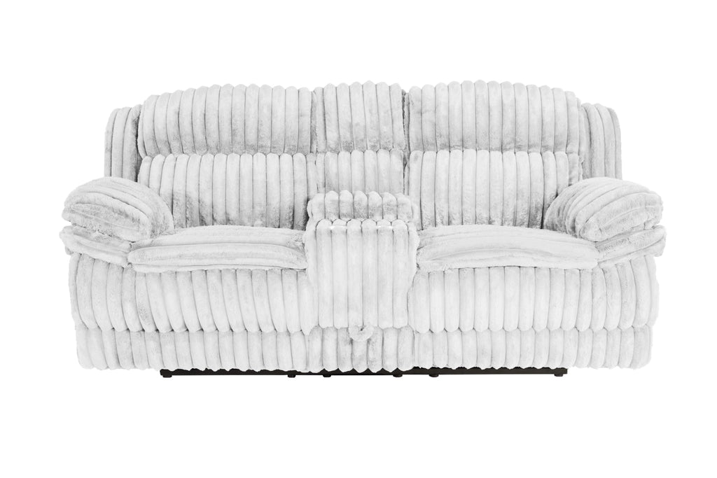 Light Gray Corduroy Loveseat Recliner with Console Drawer Y83564