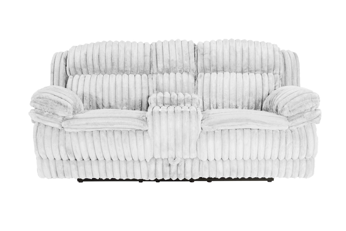 Light Gray Corduroy Loveseat Recliner with Console Drawer Y83564