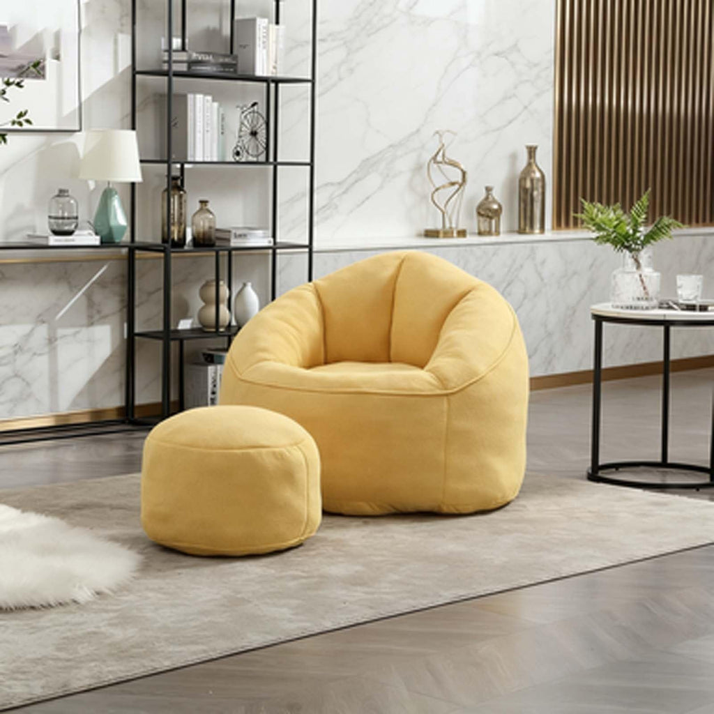 Microfiber Memory Foam Bean Bag Chair with Ottoman E276864
